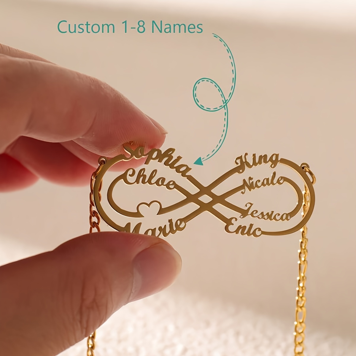 Custom Personalized 18K Plated Name Infinite Necklace for Women